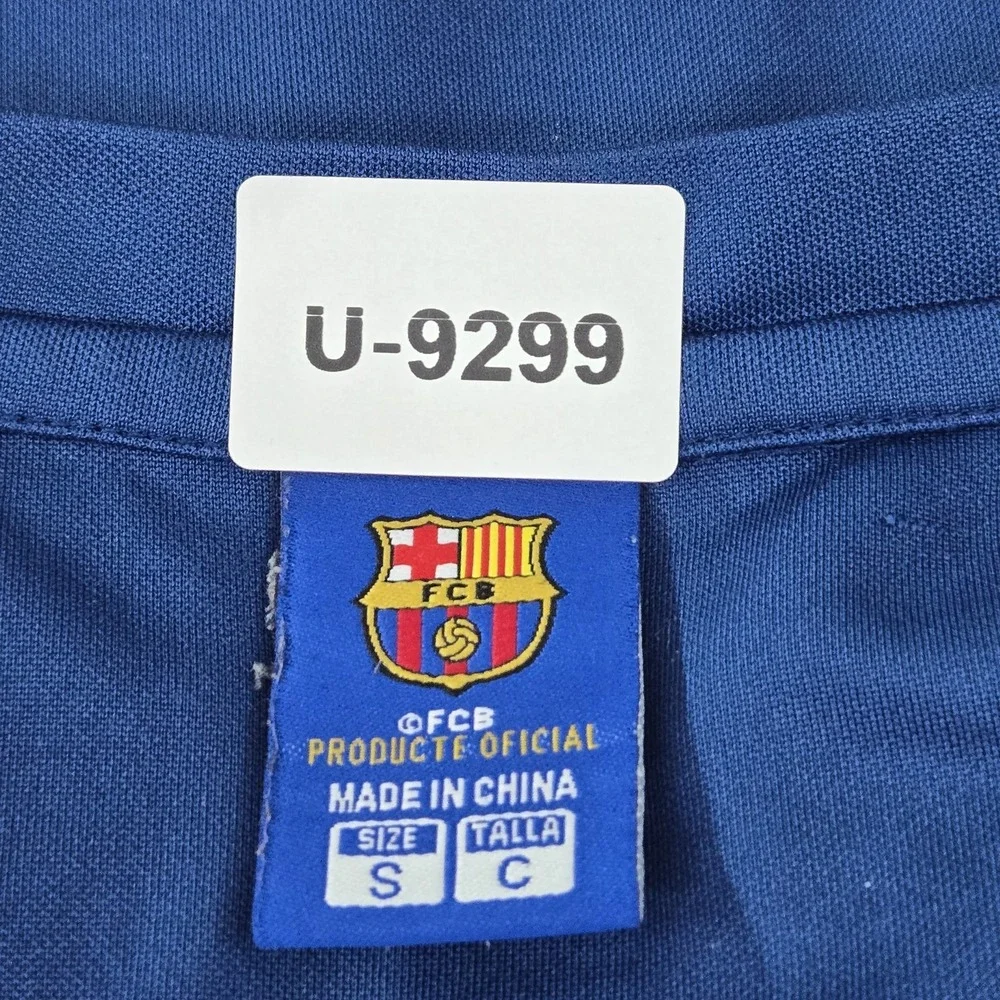 FC Barcelona Men Shirt S Blue Graphic Print Team Crest Logo Short Sleeve‎